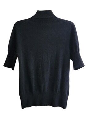 Neiman Marcus Black Elbow Length Sleeve Mock Neck 100% Cashmere Sweater